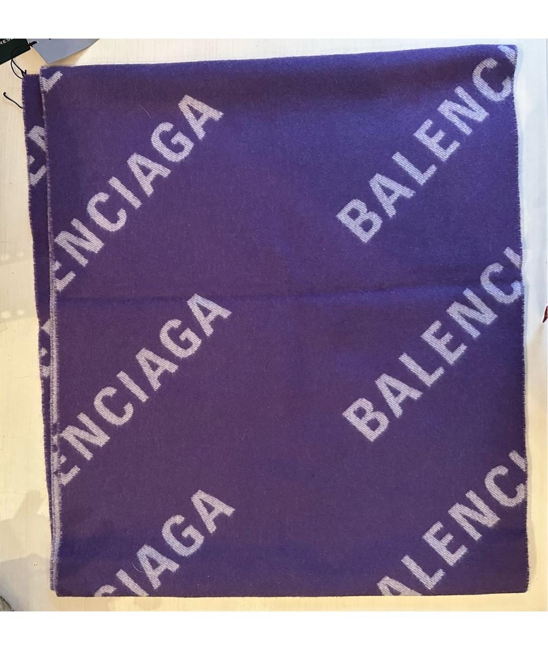 BALENCIAGA Фиолетовый шерстяной шарф, фото 9