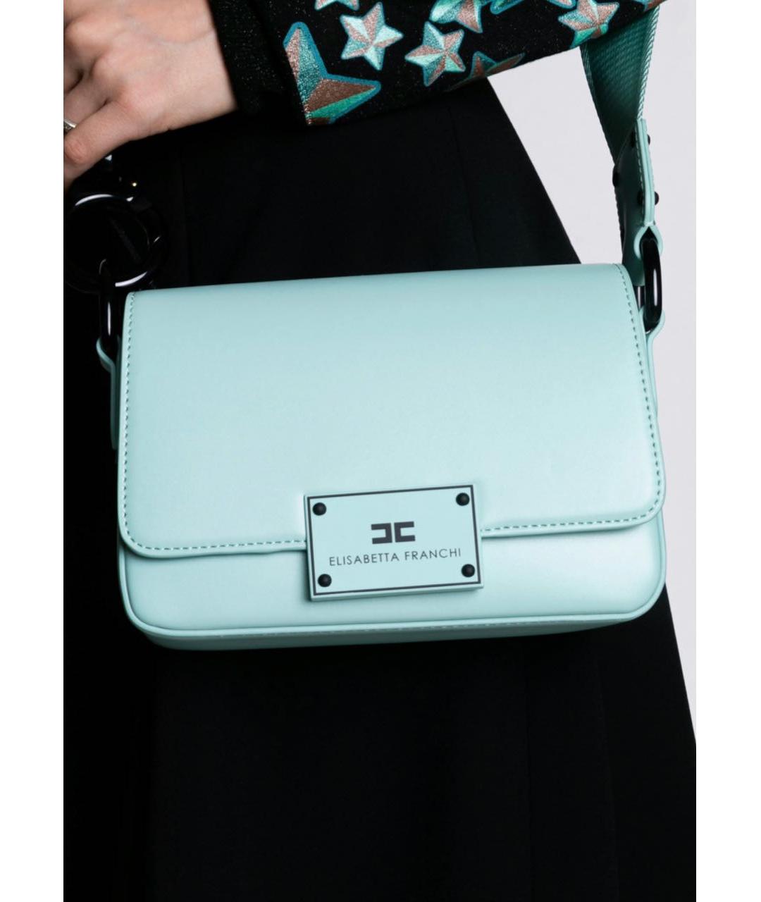 ELISABETTA FRANCHI Бирюзовая сумка через плечо из искусственной кожи, фото 6