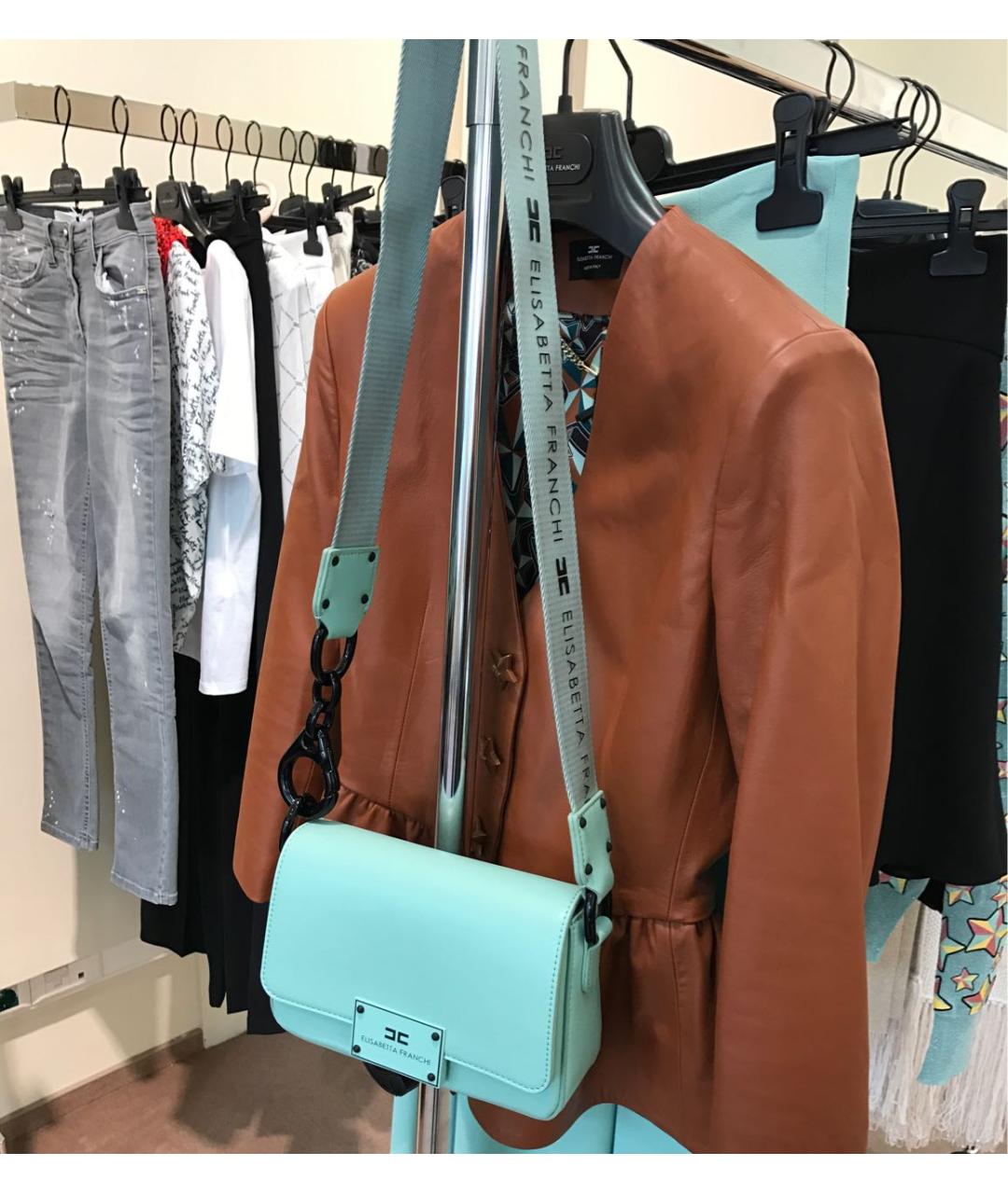 ELISABETTA FRANCHI Бирюзовая сумка через плечо из искусственной кожи, фото 8