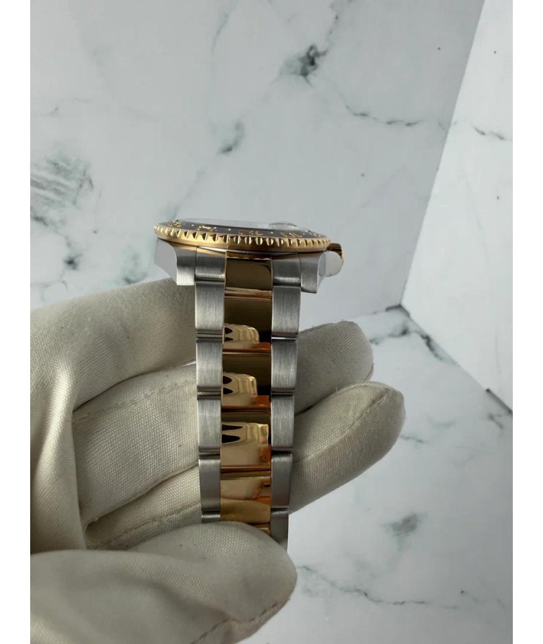 ROLEX Черные часы из желтого золота, фото 5