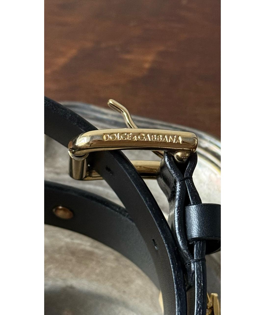 DOLCE&GABBANA Черный кожаный ремень, фото 2