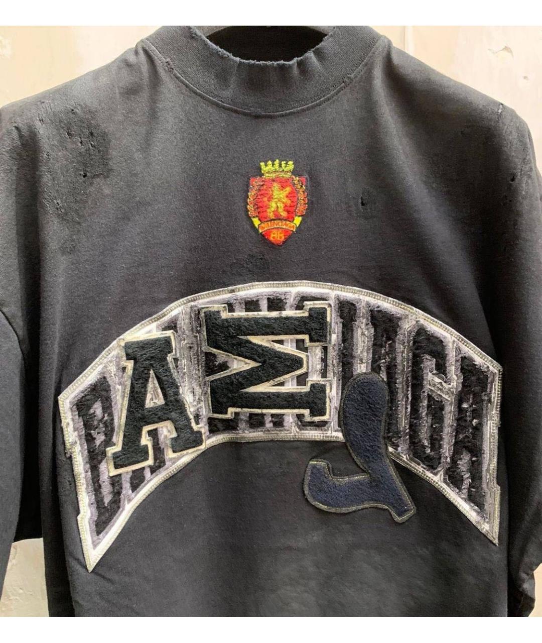 BALENCIAGA Черная хлопковая футболка, фото 4