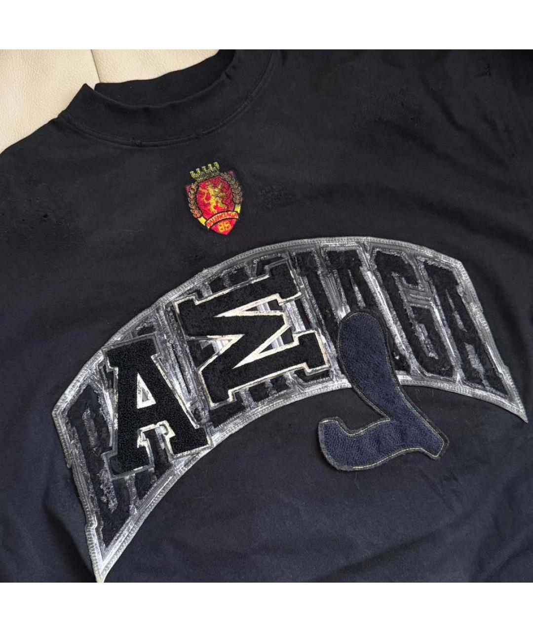 BALENCIAGA Черная хлопковая футболка, фото 5