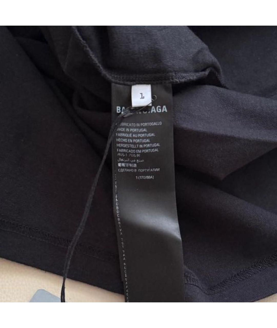 BALENCIAGA Черная хлопковая футболка, фото 6