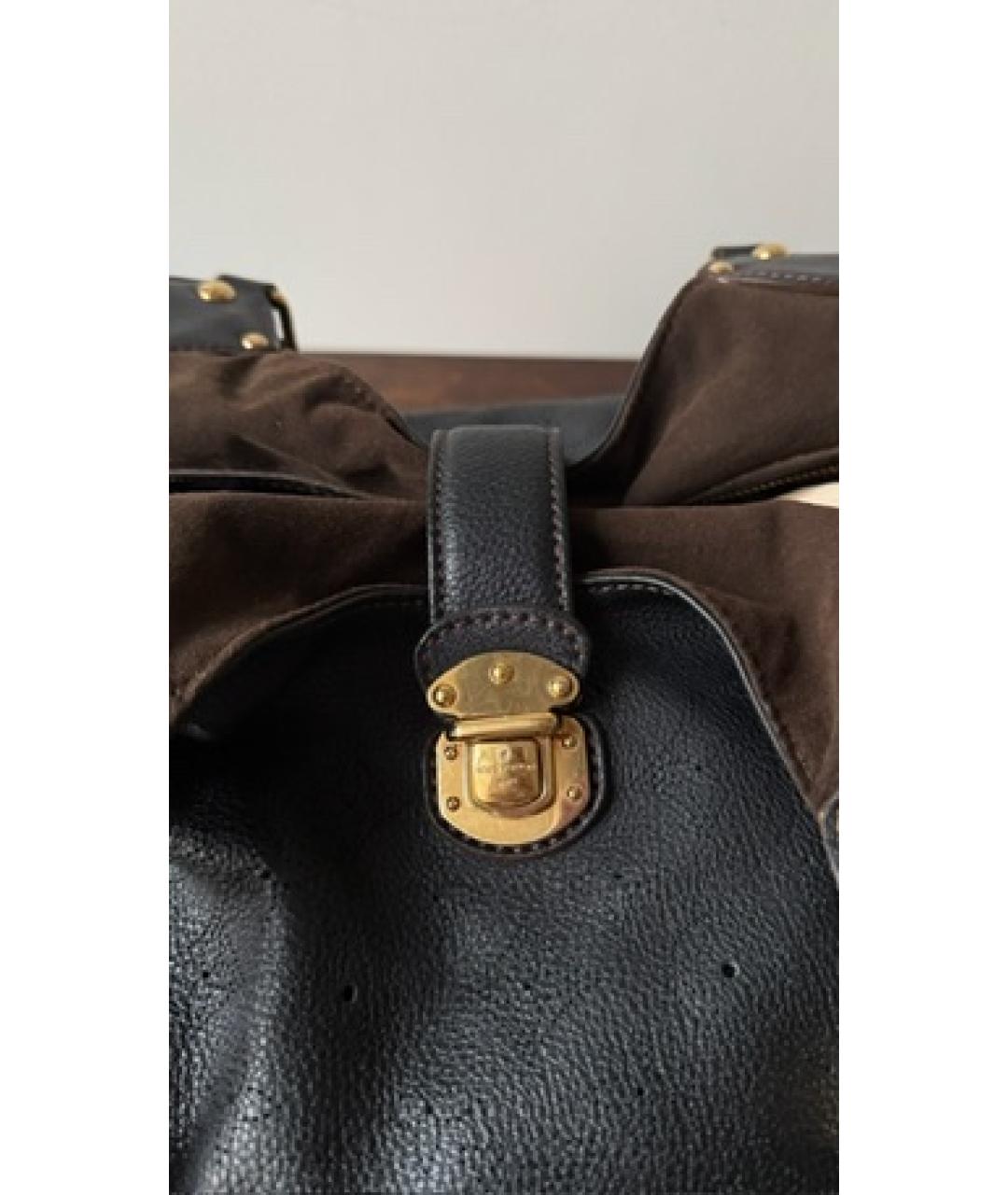 LOUIS VUITTON Черная кожаная сумка с короткими ручками, фото 5