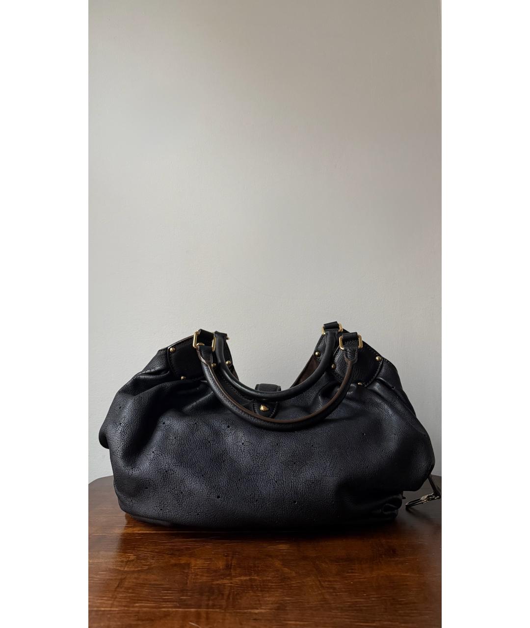 LOUIS VUITTON Черная кожаная сумка с короткими ручками, фото 2