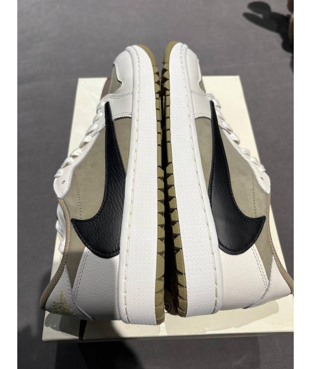 JORDAN Хаки кожаные низкие кроссовки / кеды, фото 5