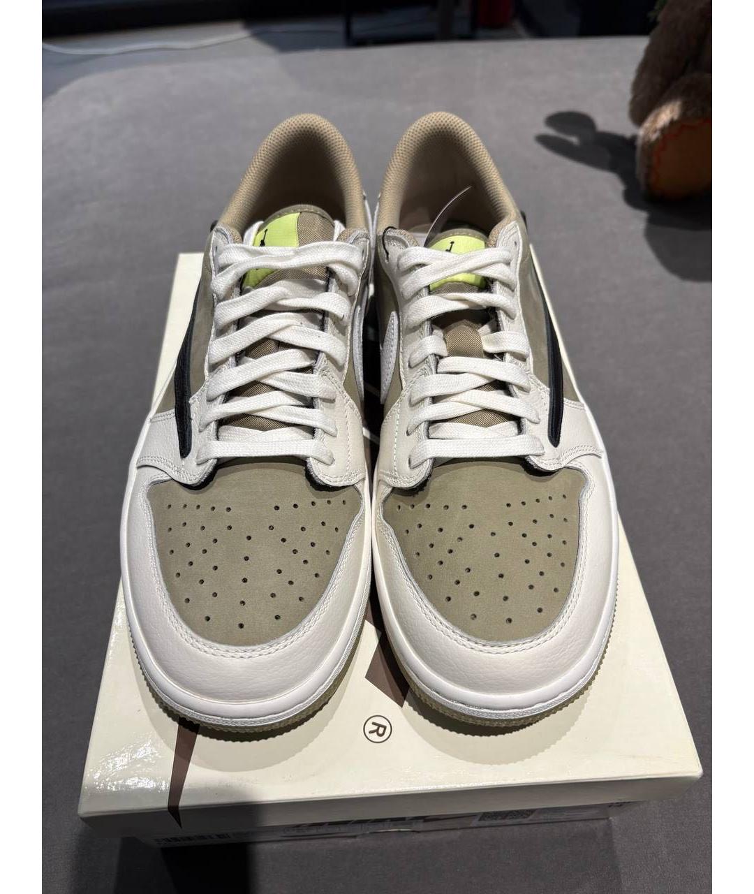 JORDAN Хаки кожаные низкие кроссовки / кеды, фото 2