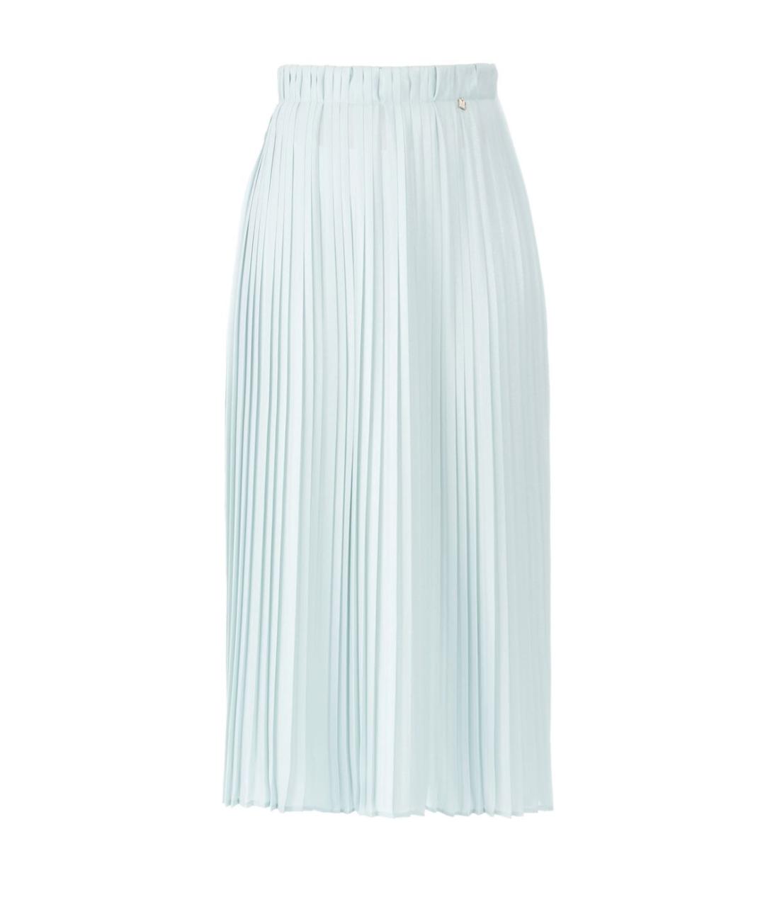 ELISABETTA FRANCHI Голубая полиэстеровая юбка миди, фото 1
