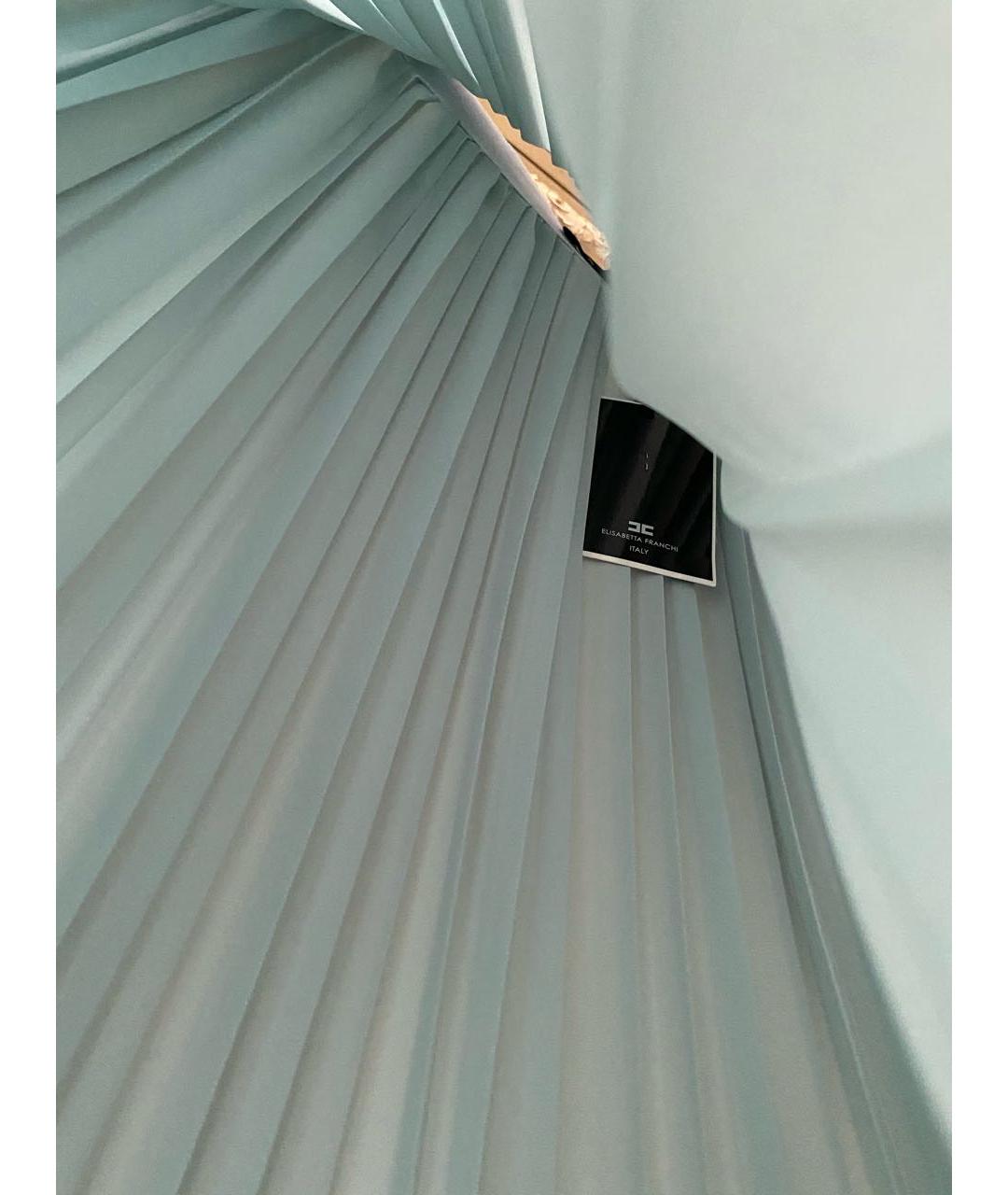 ELISABETTA FRANCHI Голубая полиэстеровая юбка миди, фото 6