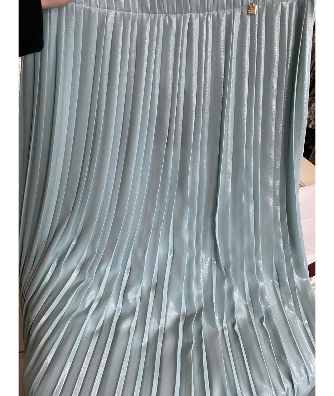 ELISABETTA FRANCHI Голубая полиэстеровая юбка миди, фото 8