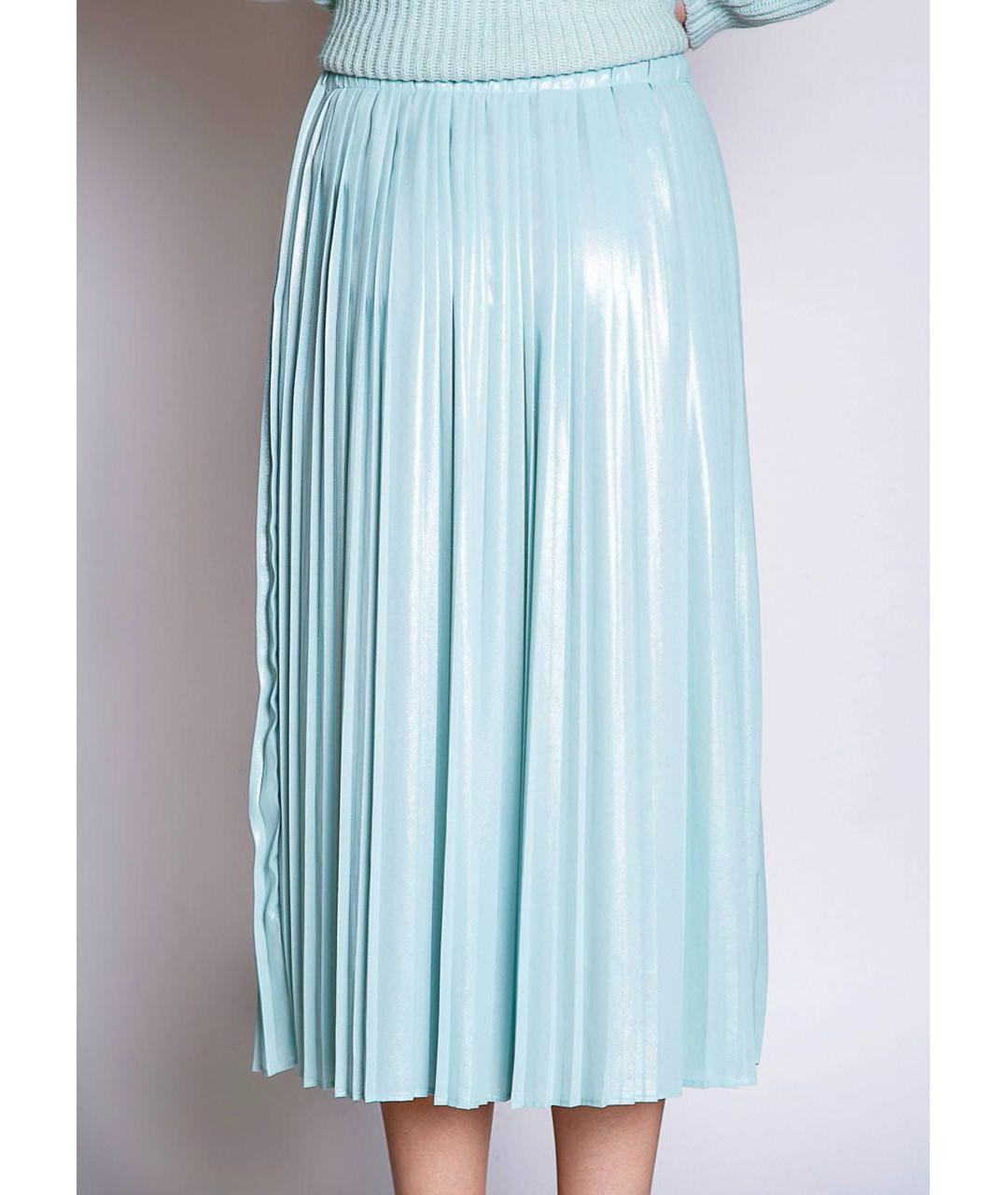 ELISABETTA FRANCHI Голубая полиэстеровая юбка миди, фото 4