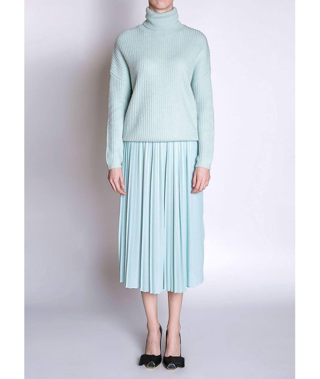 ELISABETTA FRANCHI Голубая полиэстеровая юбка миди, фото 2