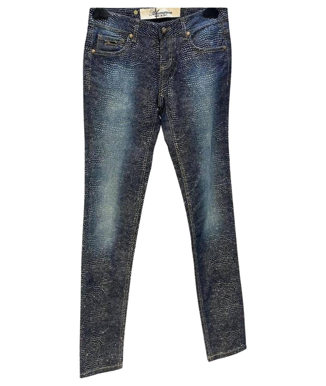BLUMARINE Синие хлопковые джинсы слим, фото 1
