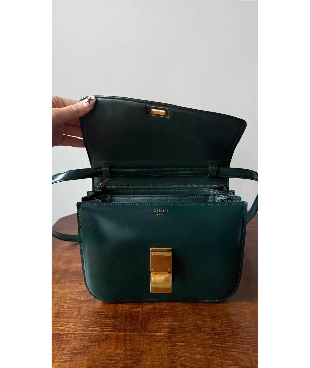 CELINE Зеленая кожаная сумка через плечо, фото 4
