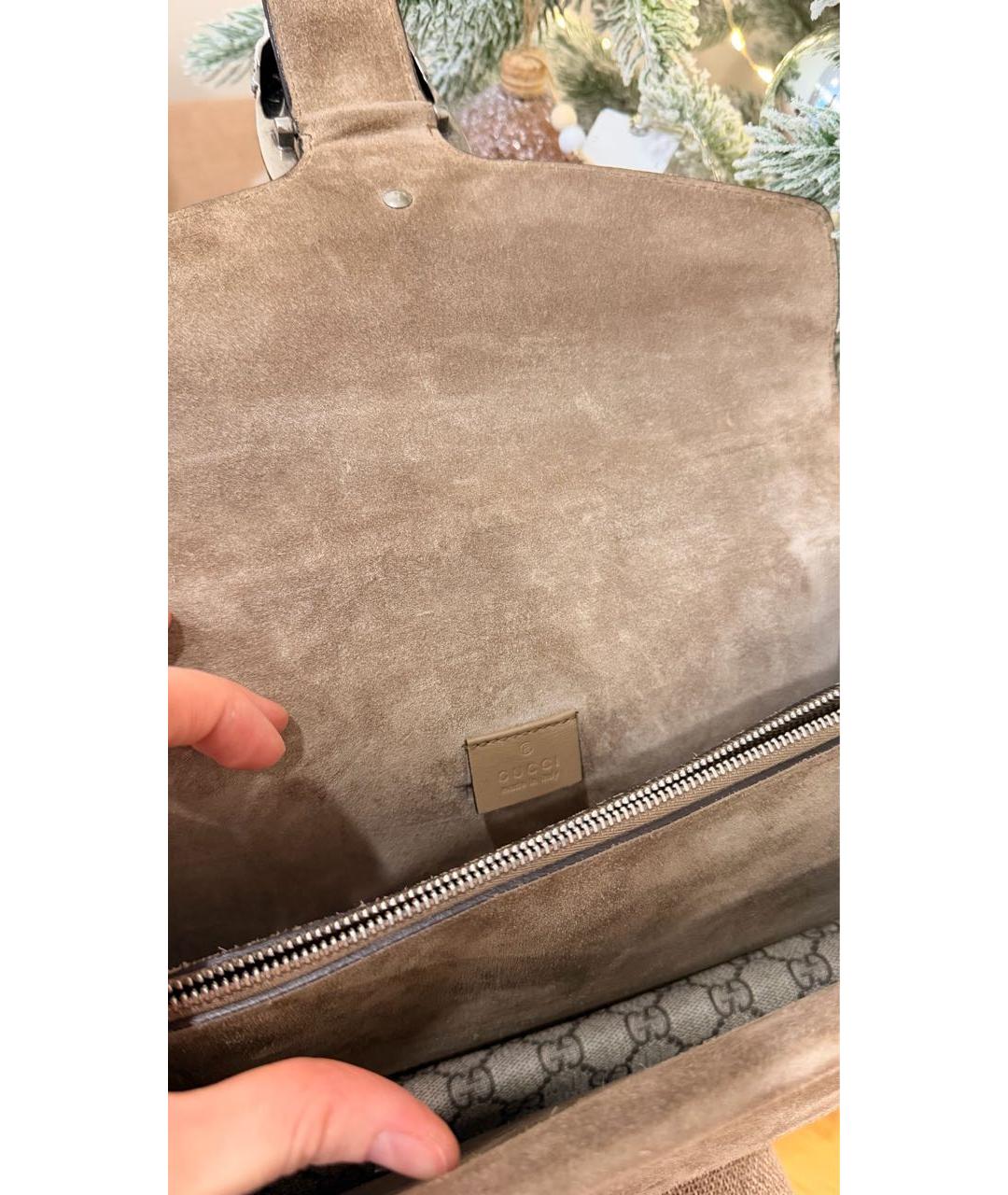 GUCCI Бежевая кожаная сумка через плечо, фото 4