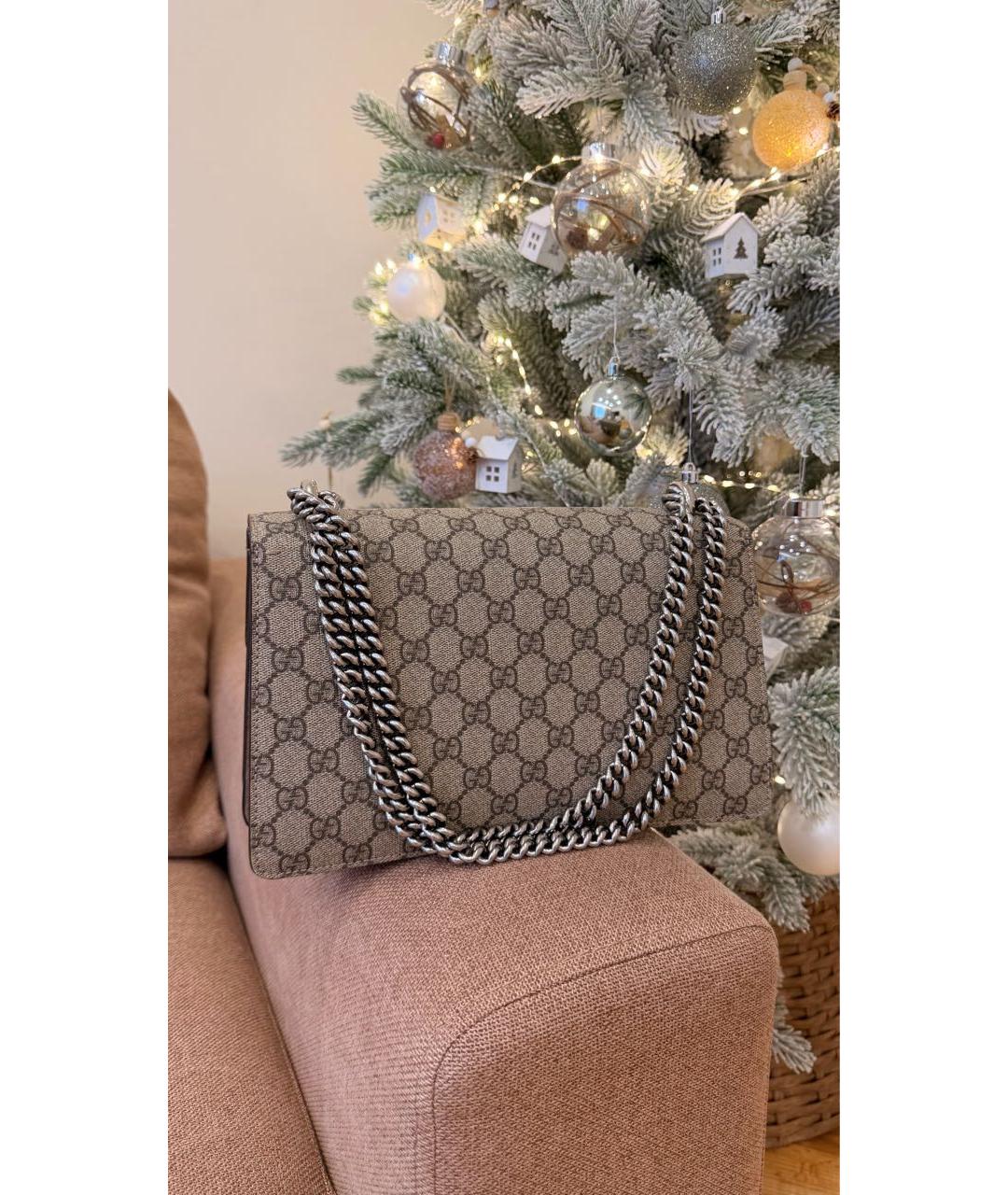 GUCCI Бежевая кожаная сумка через плечо, фото 3