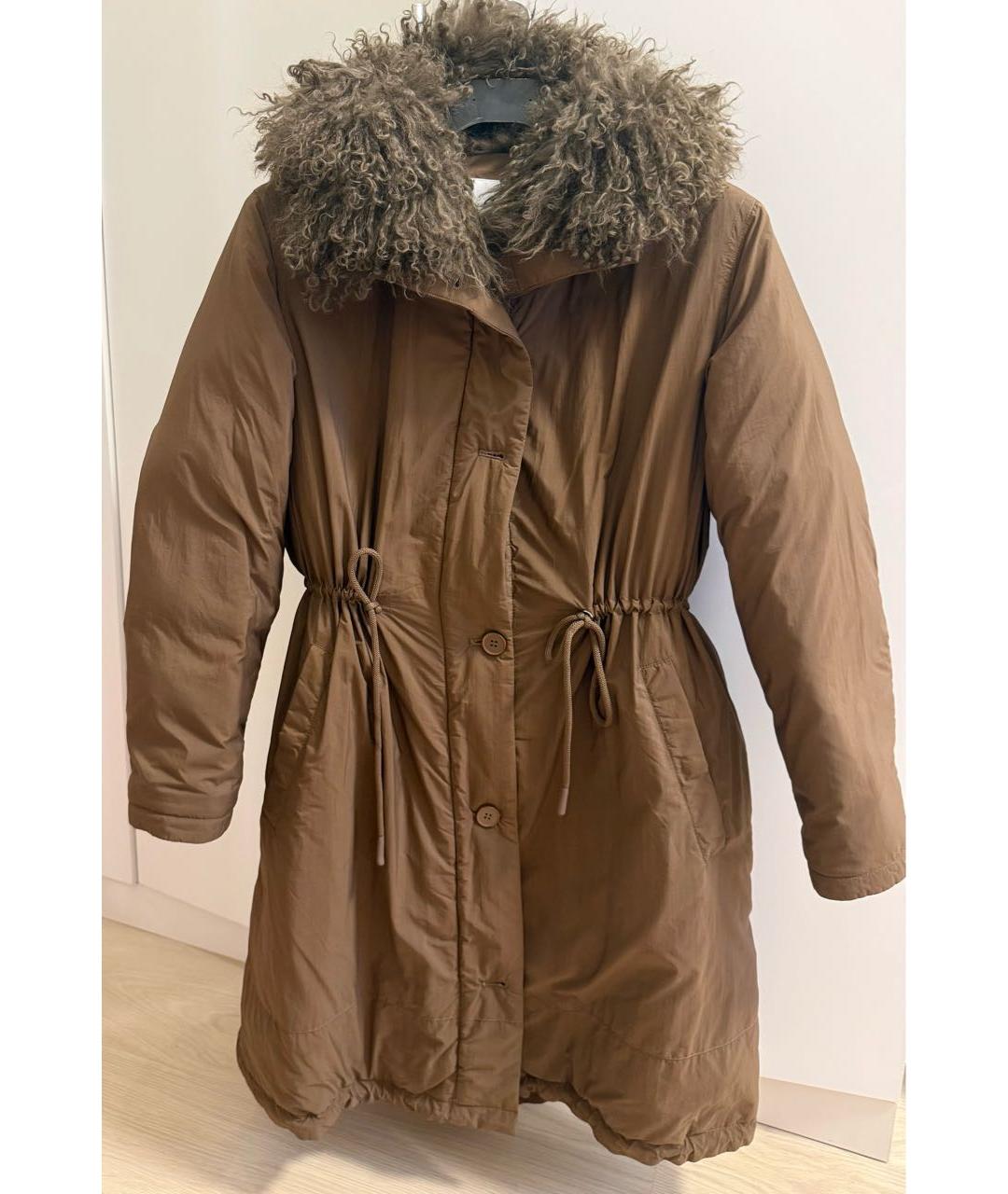 YVES SALOMON Коричневая полиэстеровая парка, фото 6