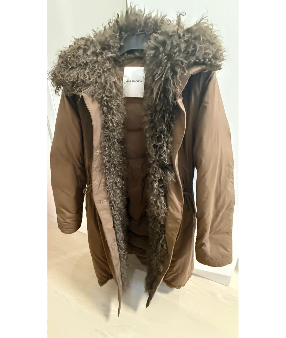 YVES SALOMON Коричневая полиэстеровая парка, фото 4