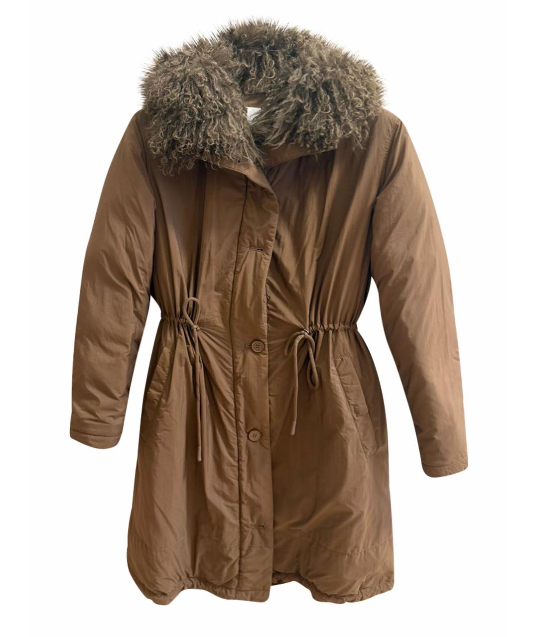 YVES SALOMON Коричневая полиэстеровая парка, фото 1