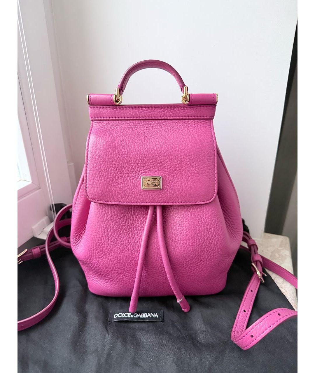 DOLCE&GABBANA Фуксия кожаный рюкзак, фото 8
