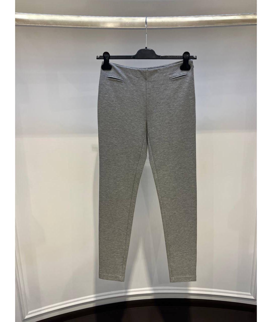 BLUMARINE Серые хлопковые брюки узкие, фото 3