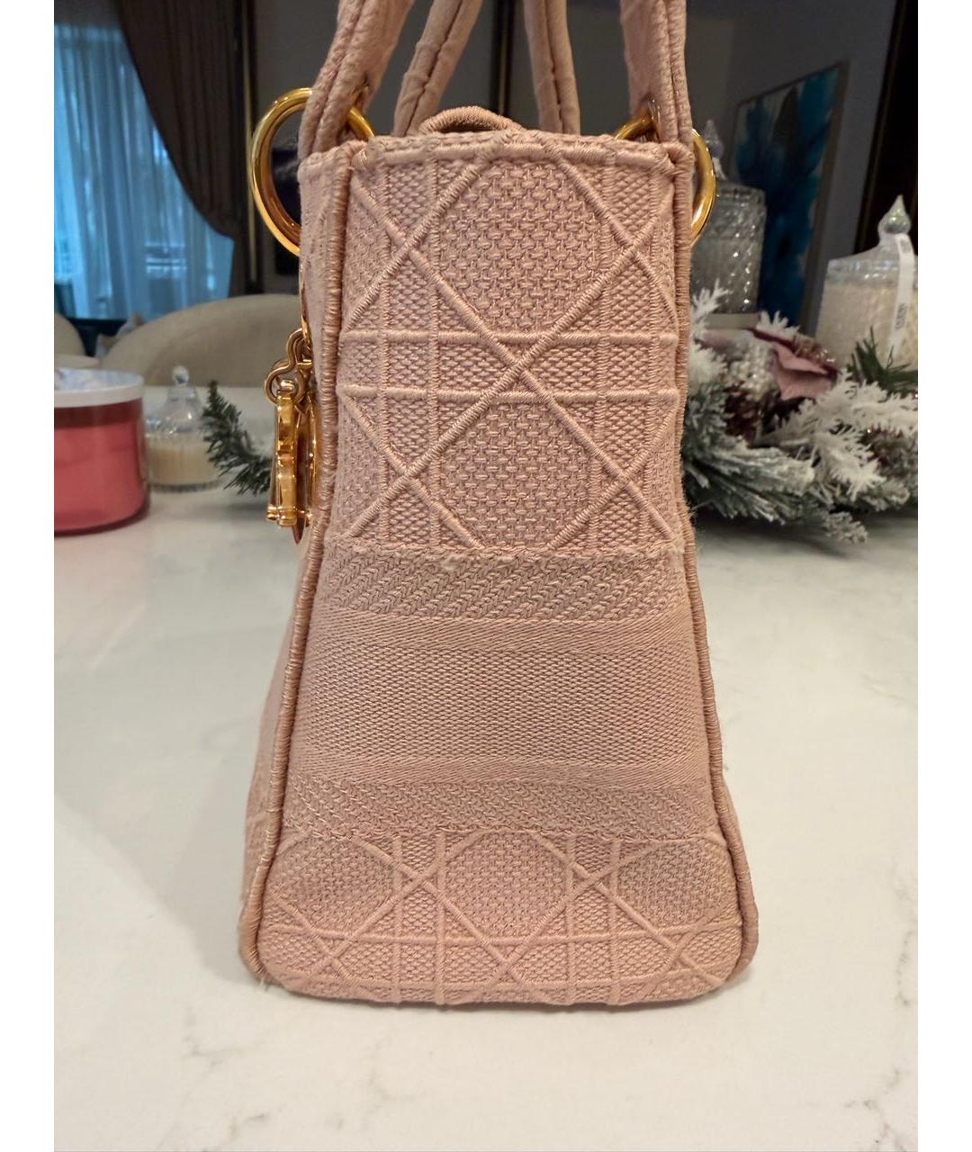 CHRISTIAN DIOR Розовая тканевая сумка с короткими ручками, фото 3