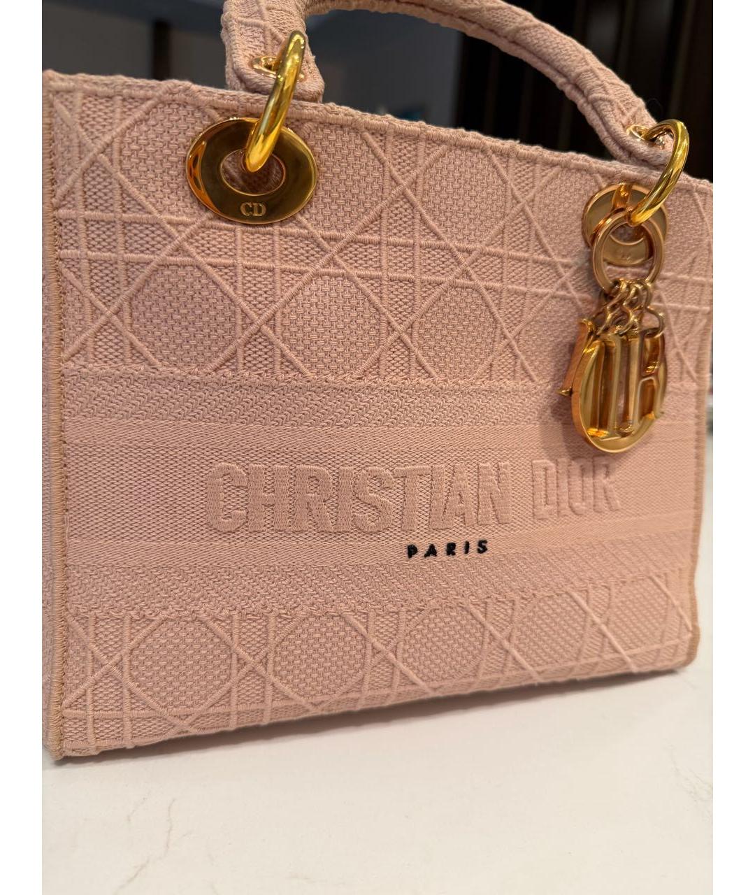 CHRISTIAN DIOR Розовая тканевая сумка с короткими ручками, фото 4