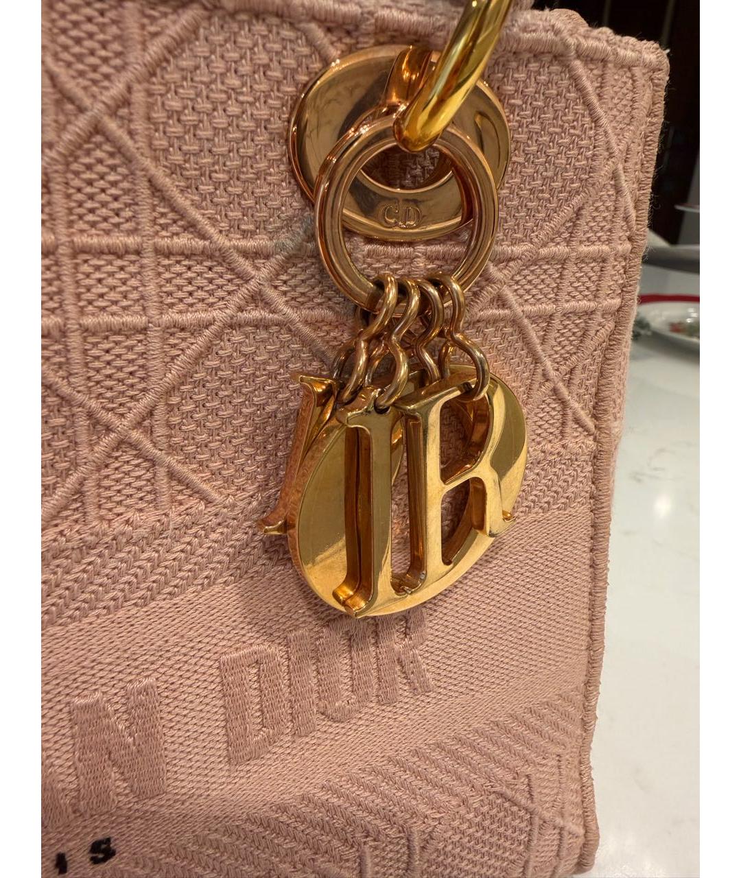 CHRISTIAN DIOR Розовая тканевая сумка с короткими ручками, фото 5