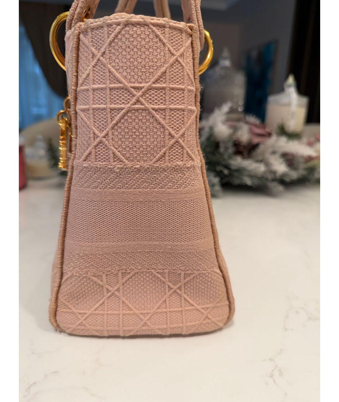 CHRISTIAN DIOR Розовая тканевая сумка с короткими ручками, фото 2