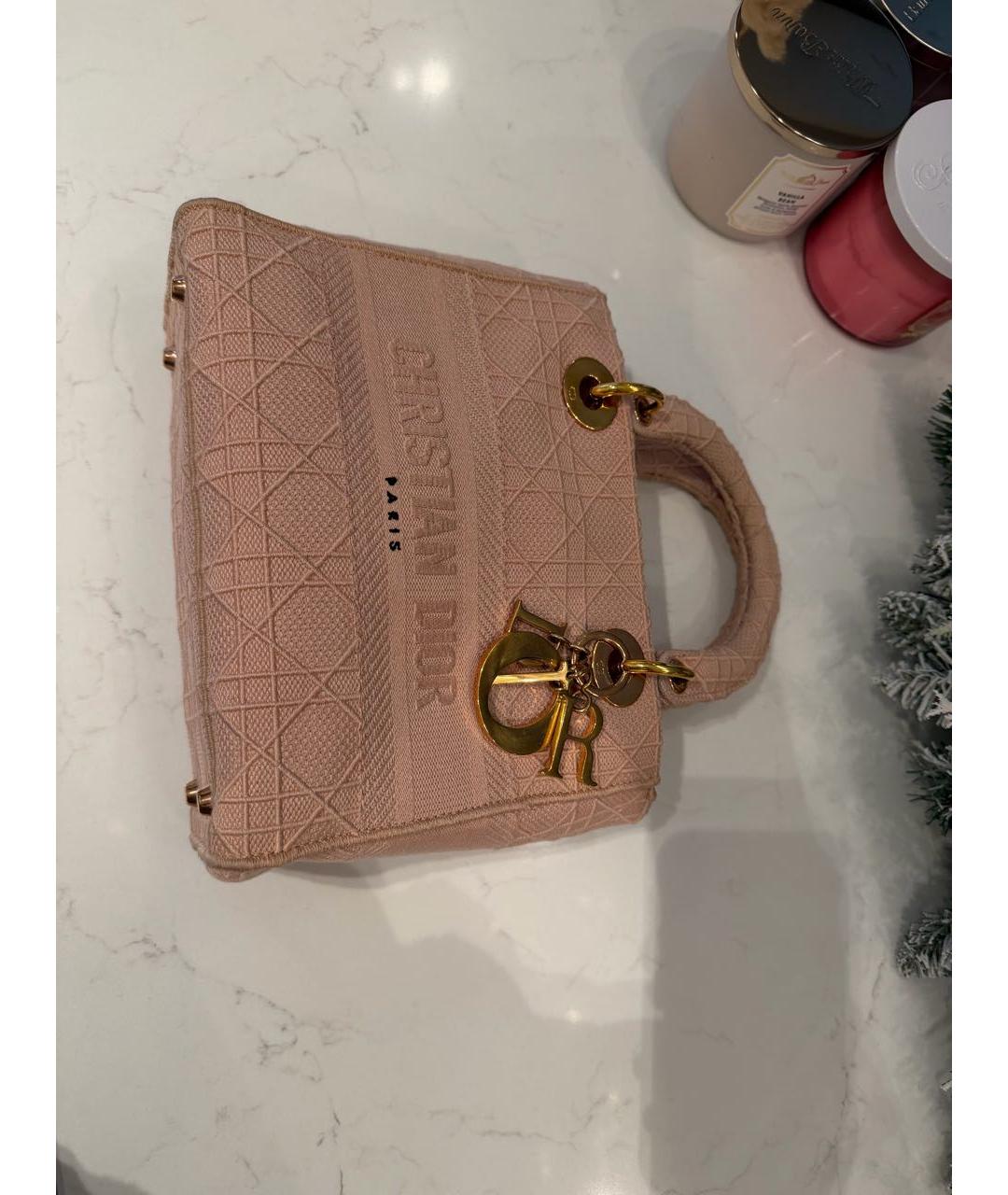 CHRISTIAN DIOR Розовая тканевая сумка с короткими ручками, фото 7