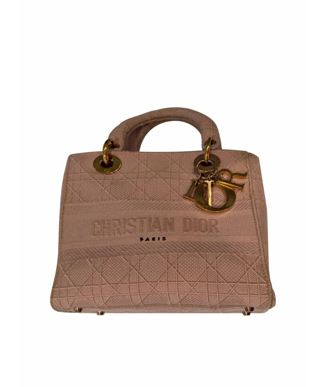 CHRISTIAN DIOR Розовая тканевая сумка с короткими ручками, фото 1