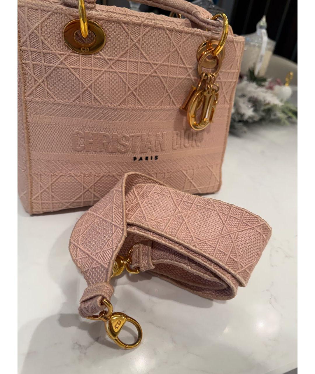 CHRISTIAN DIOR Розовая тканевая сумка с короткими ручками, фото 6