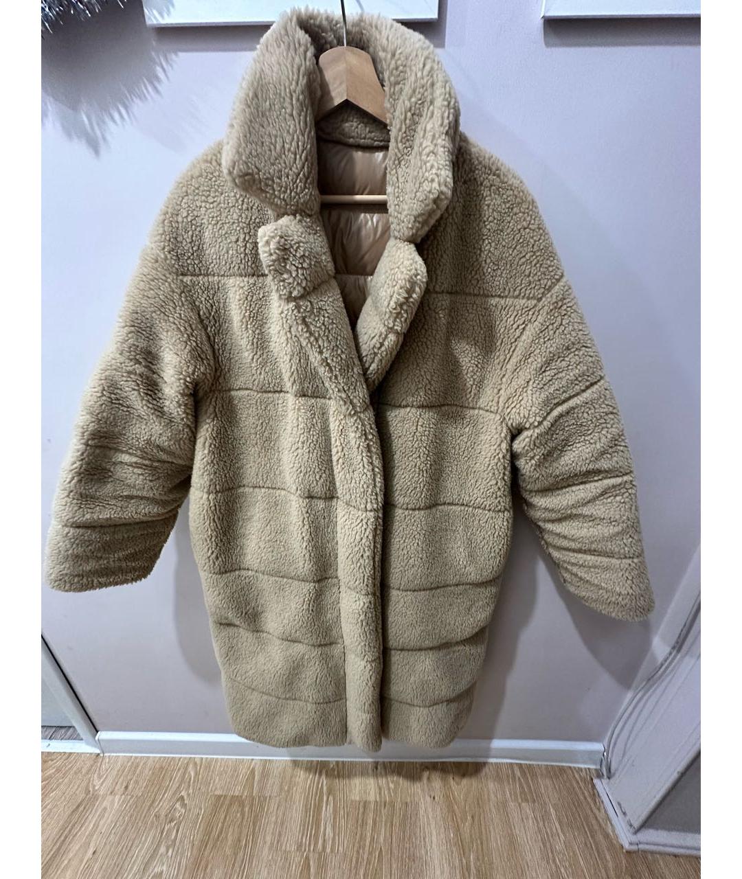 MONCLER Бежевый полиэстеровый пуховик, фото 5