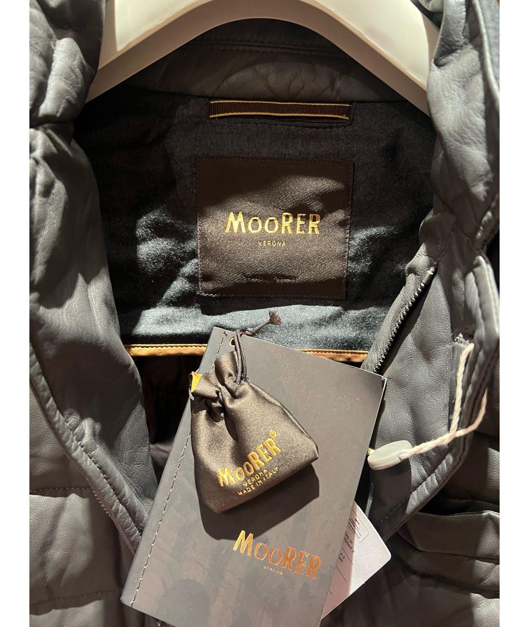 MOORER Антрацитовый кожаный пуховик, фото 2