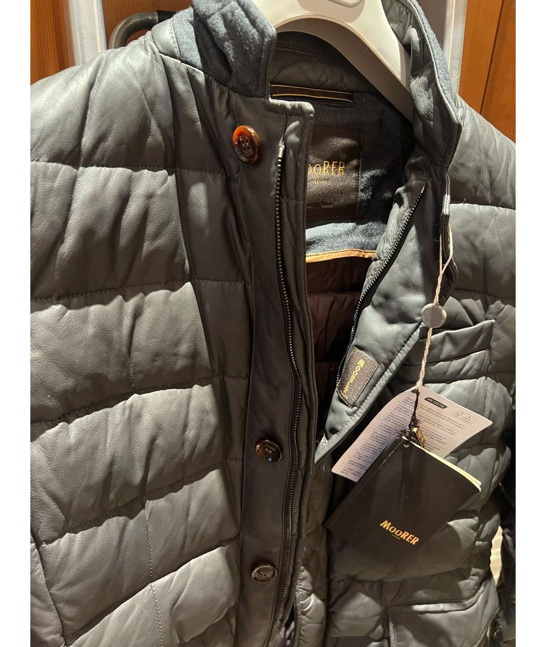 MOORER Антрацитовый кожаный пуховик, фото 3