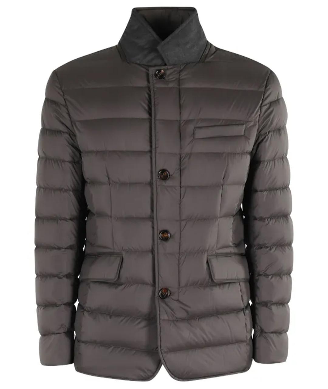 MOORER Антрацитовый кожаный пуховик, фото 1