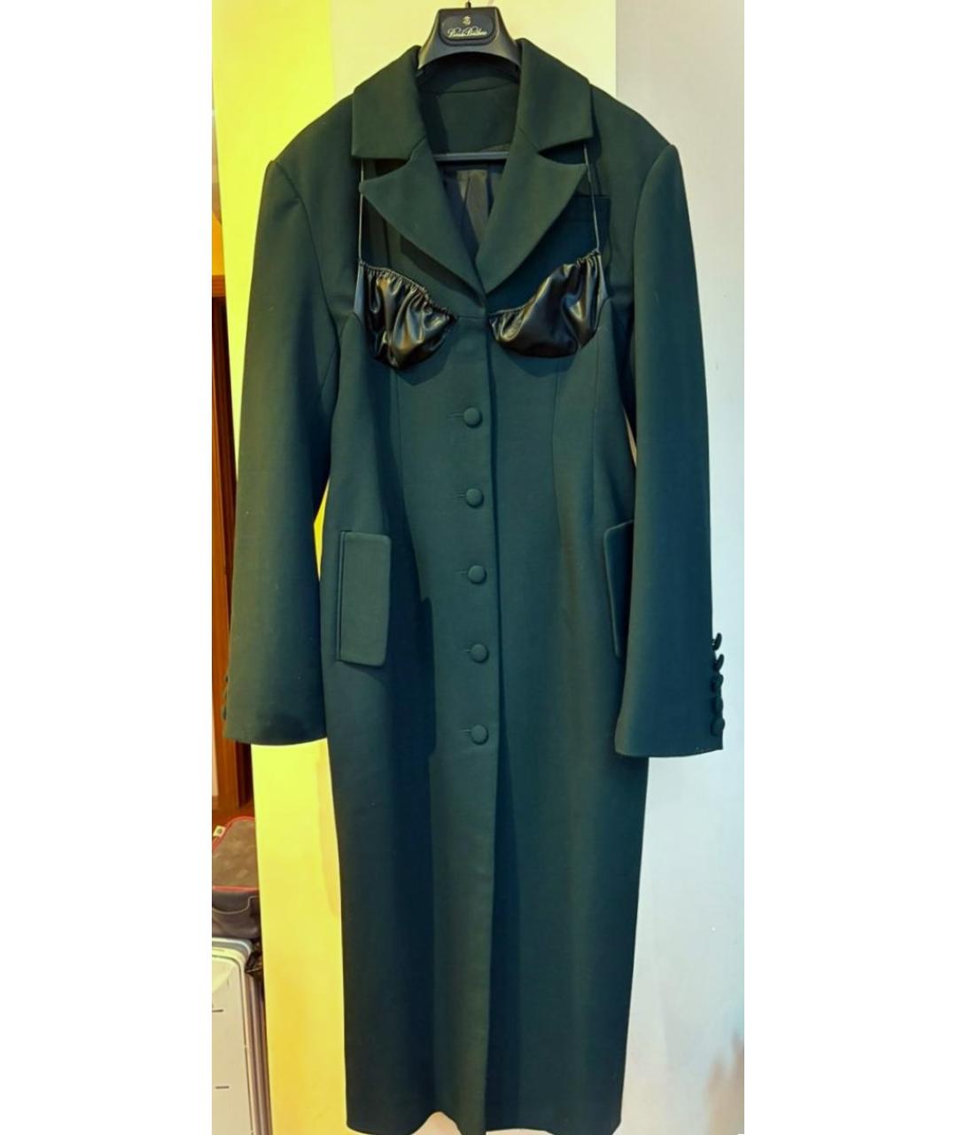 ALESSANDRA RICH Зеленые шерстяное пальто, фото 2