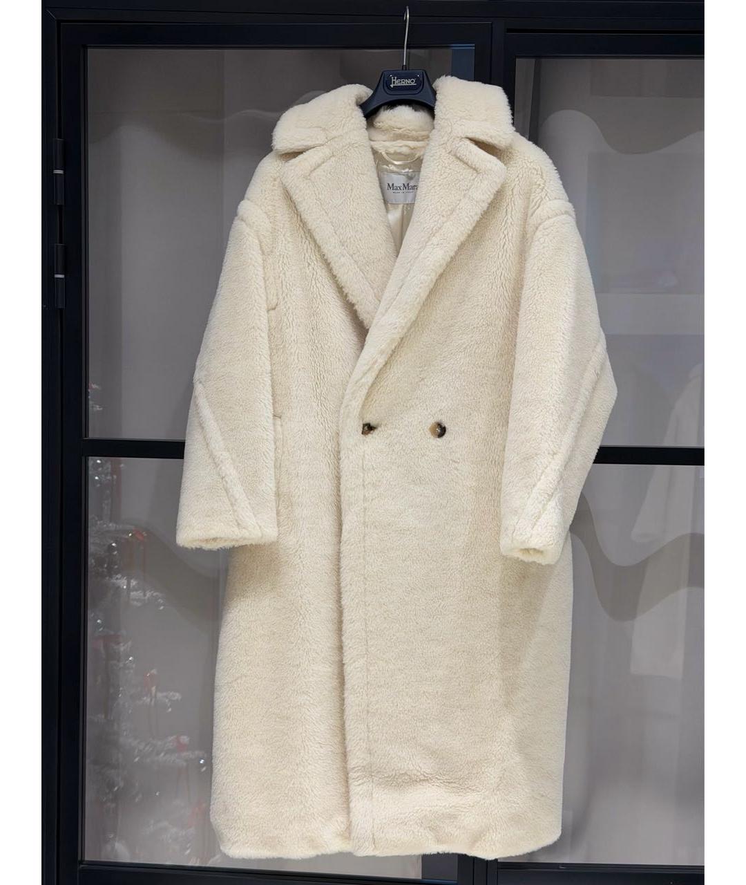 MAX MARA Белая шерстяная шуба, фото 5