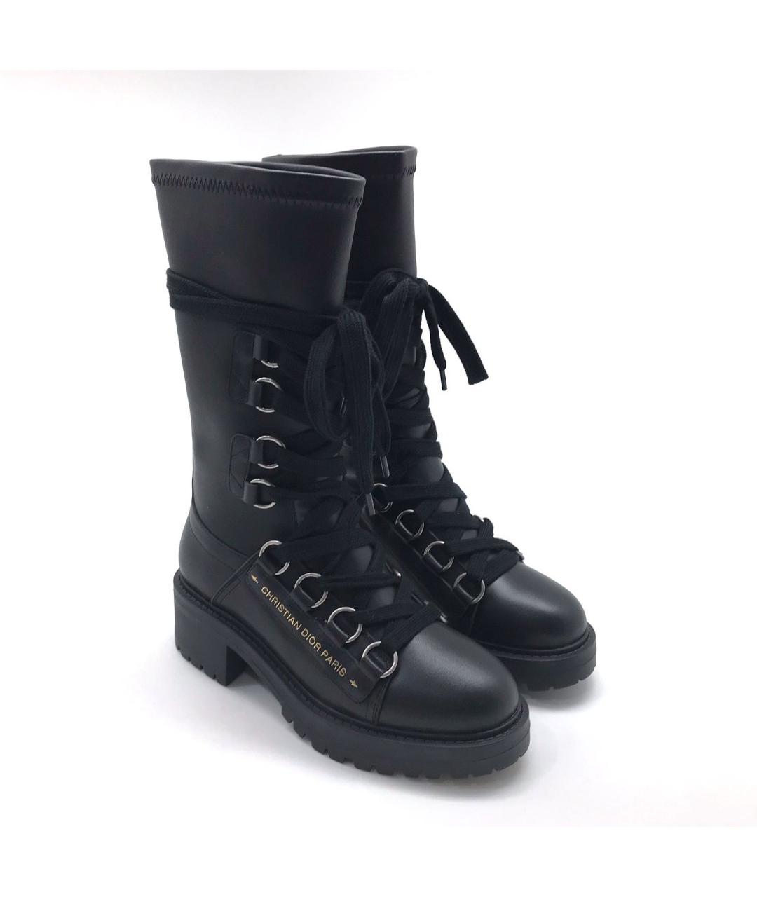 CHRISTIAN DIOR Черные кожаные ботинки, фото 2