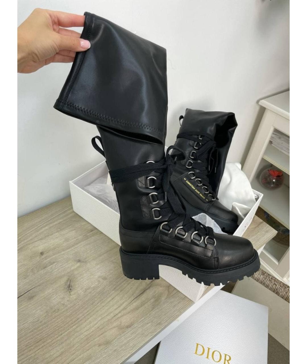 CHRISTIAN DIOR Черные кожаные ботинки, фото 4