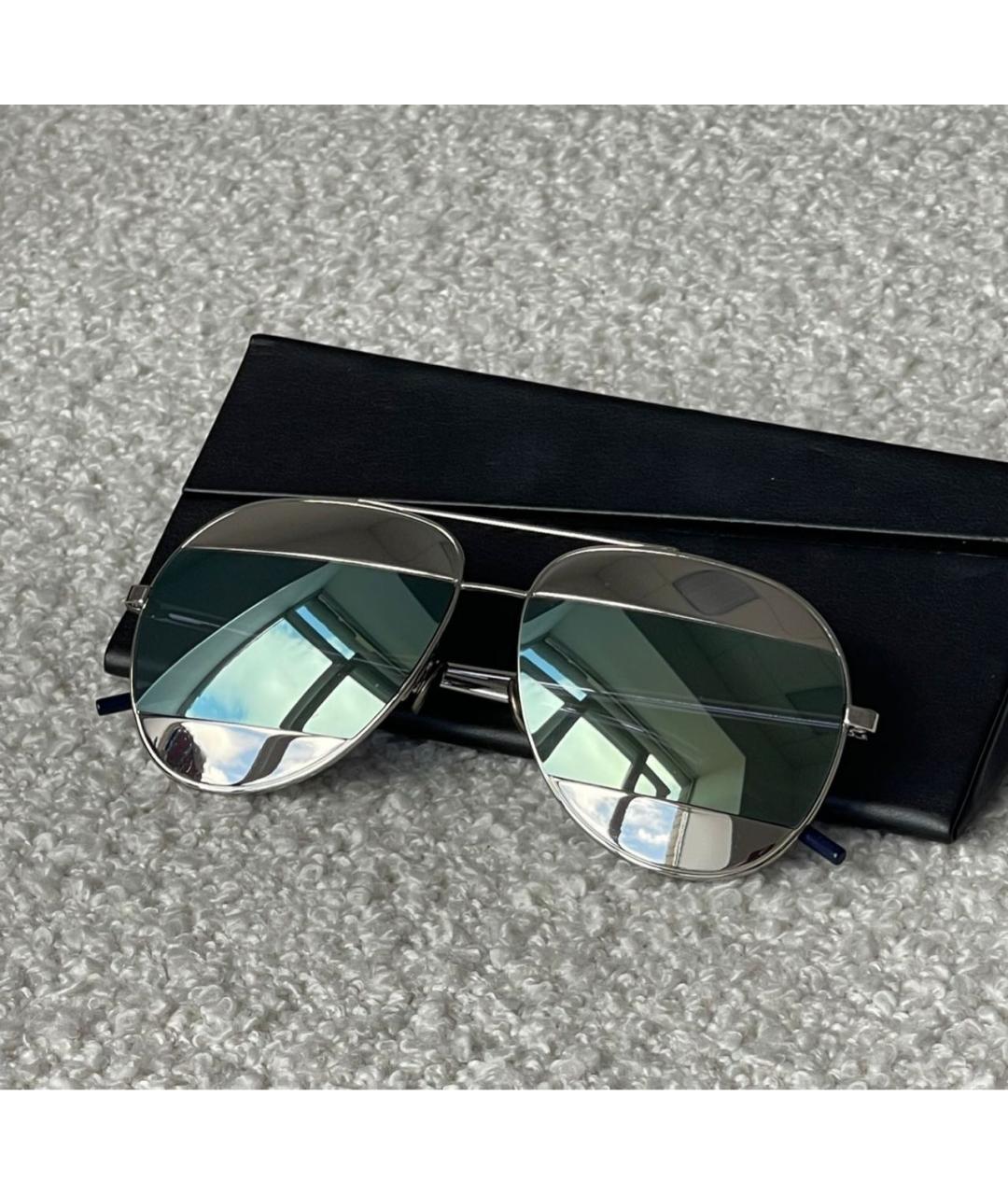 CHRISTIAN DIOR Серебряные металлические солнцезащитные очки, фото 3