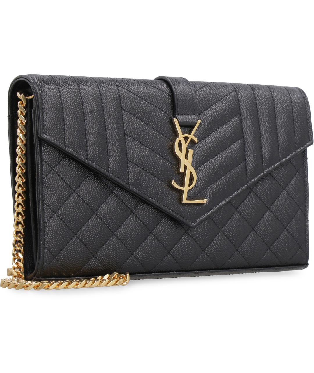 SAINT LAURENT Черная кожаная сумка через плечо, фото 3