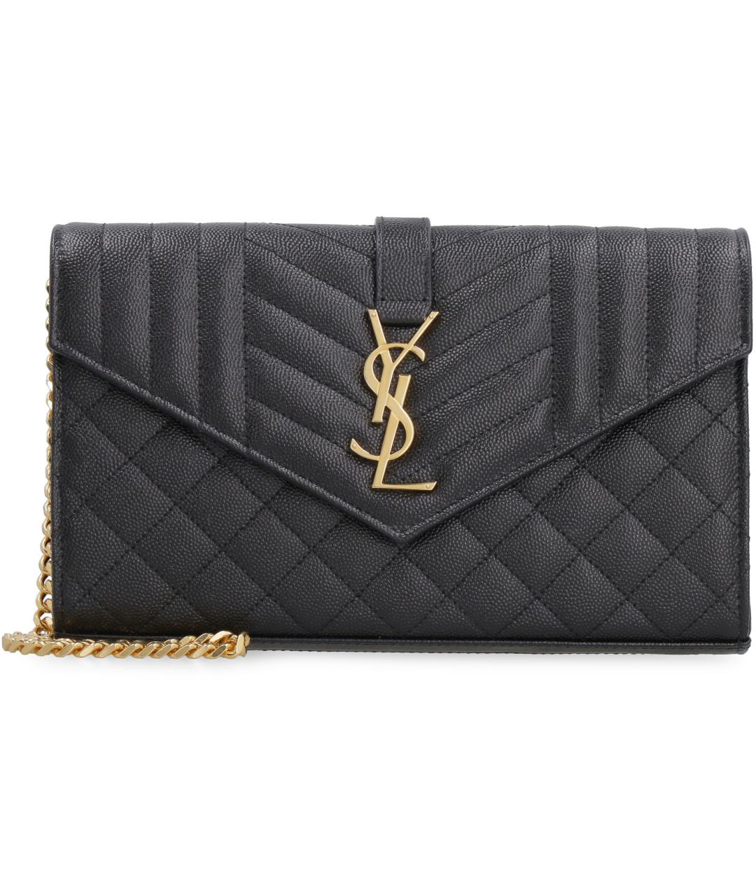 SAINT LAURENT Черная кожаная сумка через плечо, фото 2