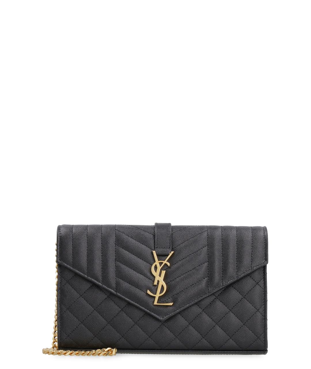 SAINT LAURENT Черная кожаная сумка через плечо, фото 1