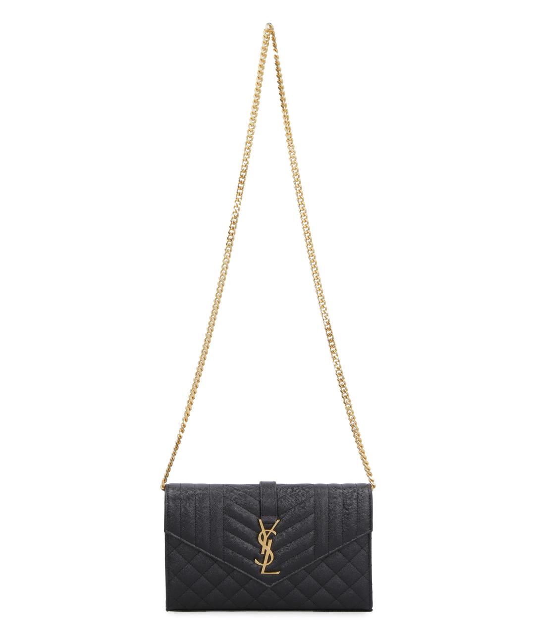 SAINT LAURENT Черная кожаная сумка через плечо, фото 5