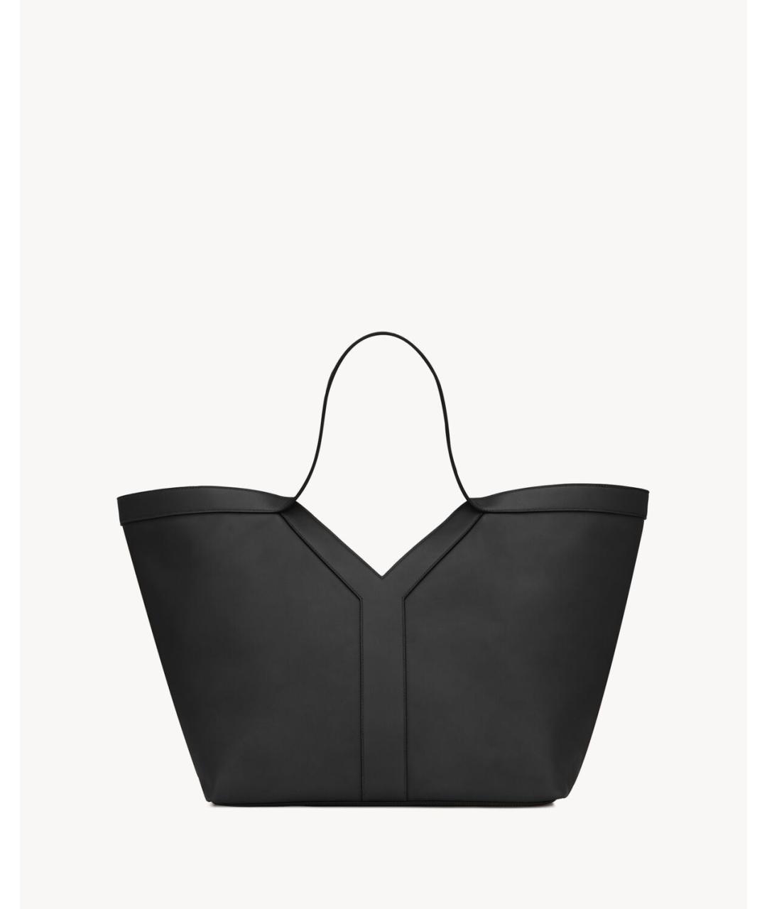 SAINT LAURENT Черная кожаная сумка тоут, фото 2