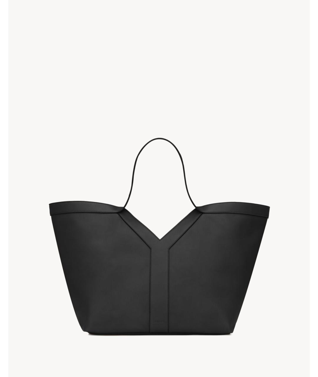 SAINT LAURENT Черная кожаная сумка тоут, фото 6