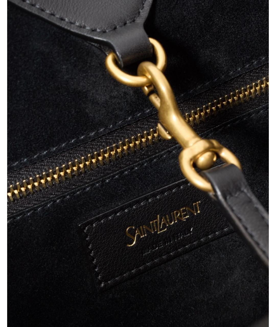 SAINT LAURENT Черная кожаная сумка тоут, фото 5