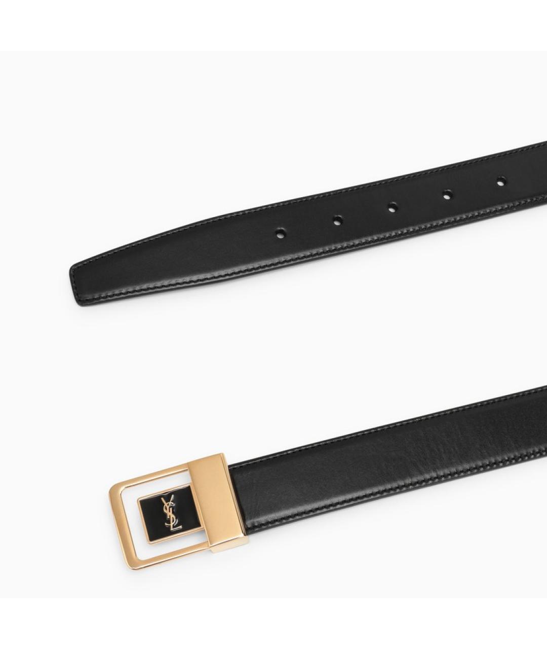 SAINT LAURENT Черный кожаный ремень, фото 3